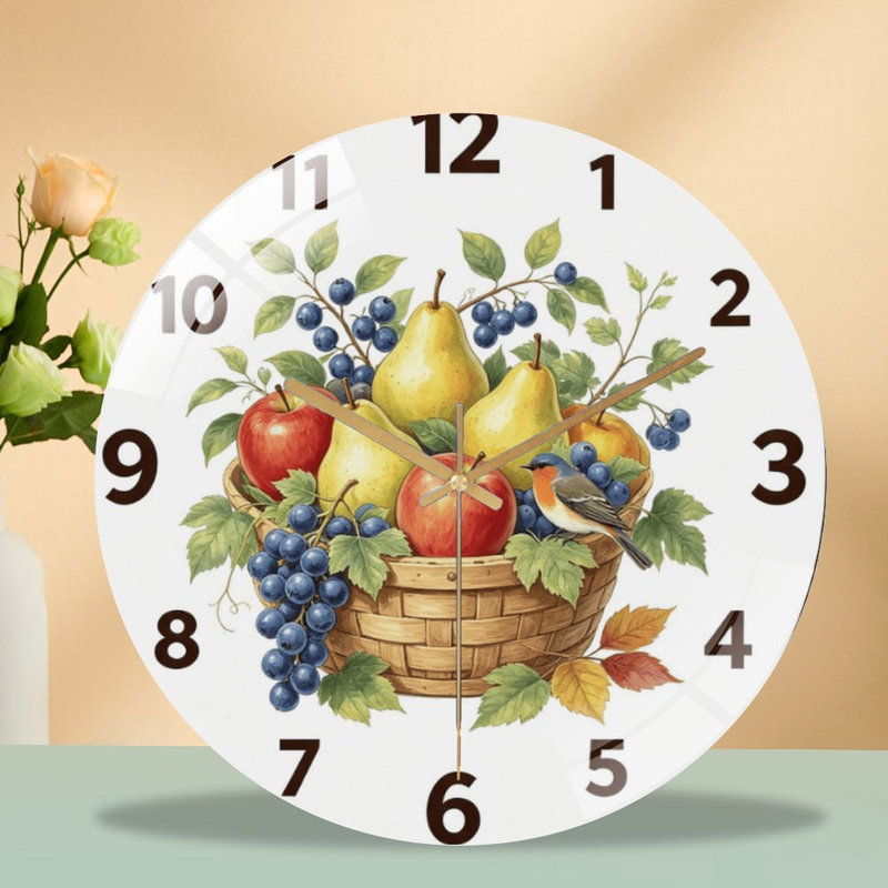 Horloge murale 12 pouces en verre trempé silencieux