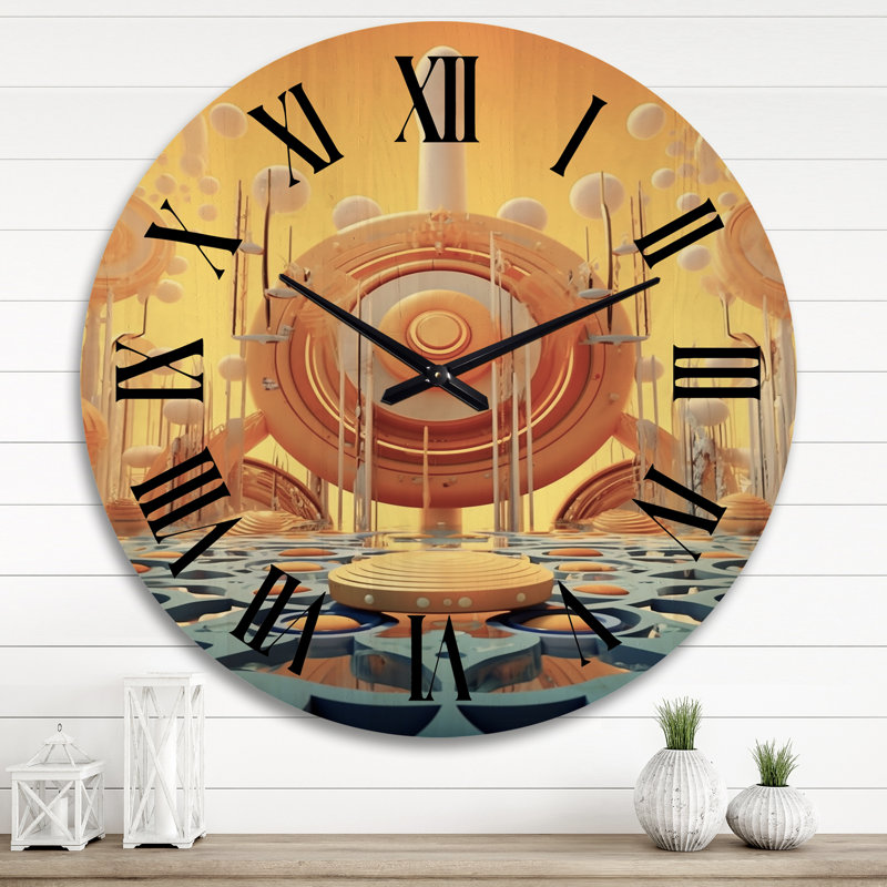 Horloge murale en bois massif Plumerville, Très grand