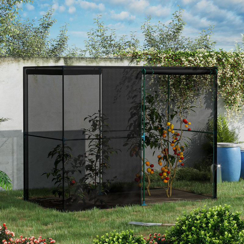 4' X 8' Crop Cage - Black Plant Protection Tent With Zippered Walk-in Door, Steel Frame For Vegetable Garden/backyard