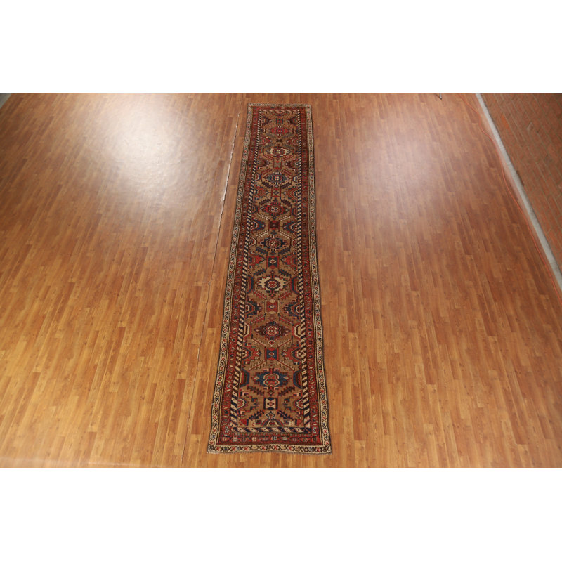 Pre-1900 Vegetable Dye  Runner Rug 3x16