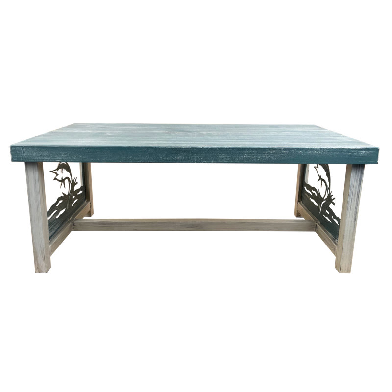SLATE SAILFISH TABLE SET.  1- Rectangle Sofa Table, 1- Rectangle Coffee Table, 2- Square Iron End Tables