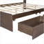 Lit plateforme double en bois avec tête de lit en forme de maison et 2 tiroirs-28586113