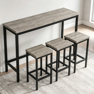 Ensemble table haute de 4 pièces avec 3 tabourets
