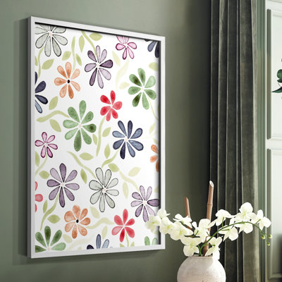 «Faded Flowers I», reproduction encadrée - bois massif