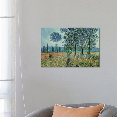 Felder Im Frühling by Claude Monet - Wrapped Canvas Painting