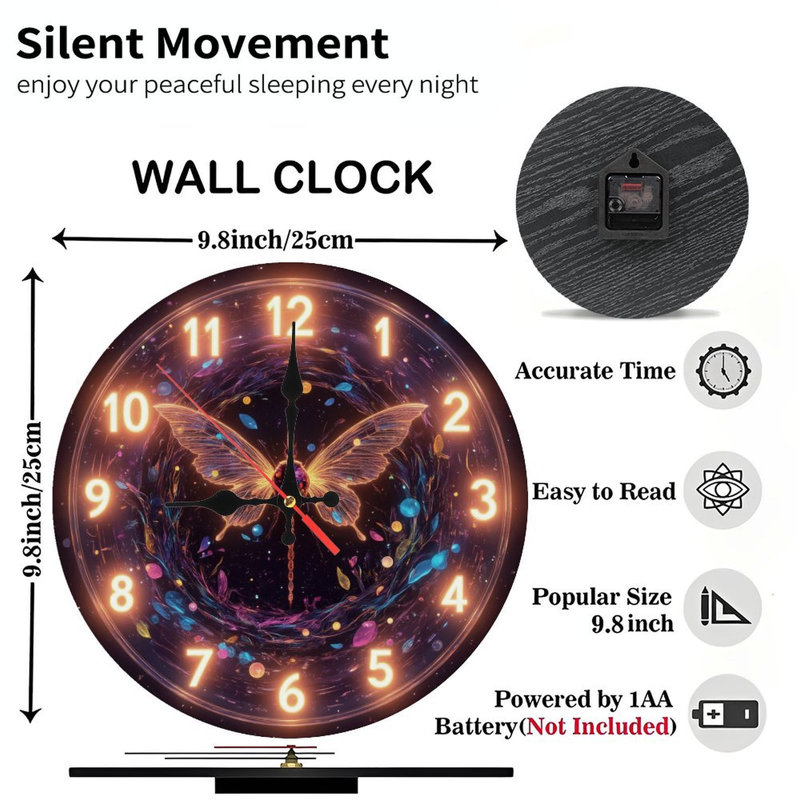 Horloge avec papillon lumineux