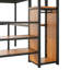 Lit mezzanine double en métal avec bureau, escalier de rangement, petite armoire et lumière DEL, noir-67178436