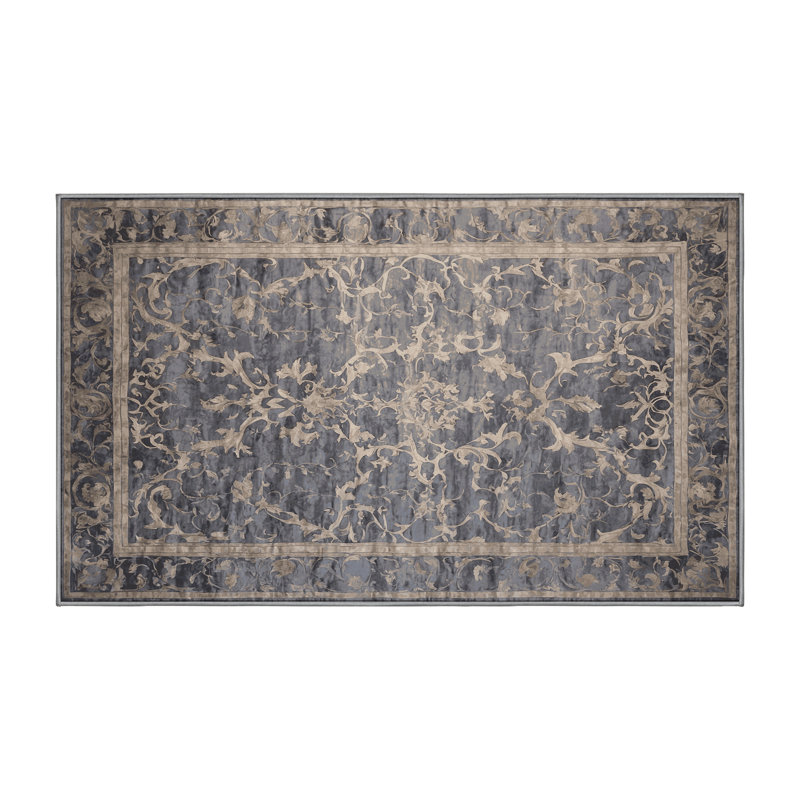Tapis gris lavable à la machine, Rectangle 8 pi x 10 pi