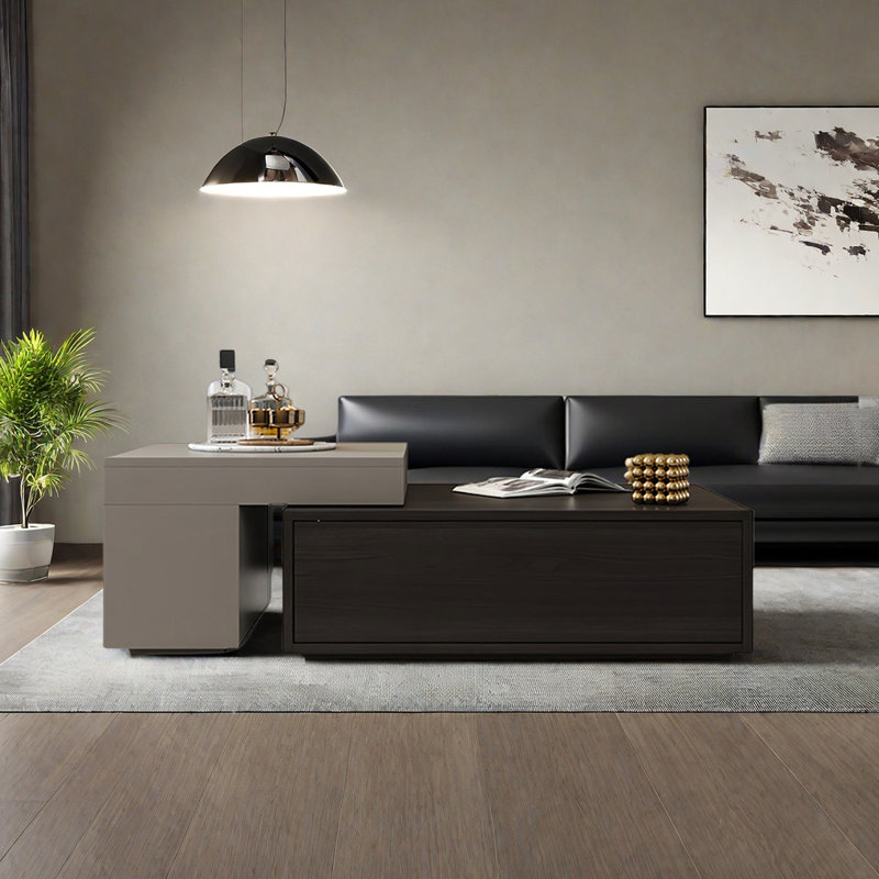 Table basse carrée de style luxueux, Kaki / multicolore