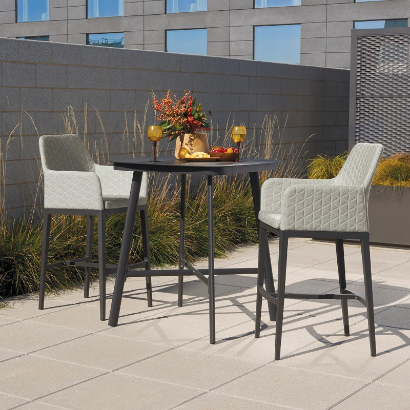 Oland Outdoor Bar Stool, Carbon, Canvas Granite Sunbrella® Canvas