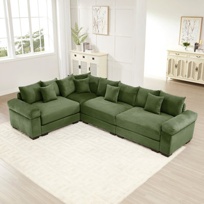 Oversized Cloud Modular Sectional Couch,Convertible Sectional Couches Deep Seat Extra-Wide Armrests, 13 Throw Pillows Premium Corduroy Fabric, Ergonomic Design,Easy Assembly, For Living Rooms