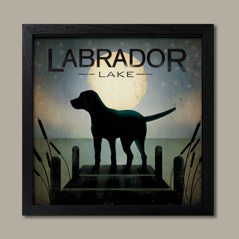 « oasis black dog lake », impression, H 18 po x l 18 po, Papier avec cadre noir