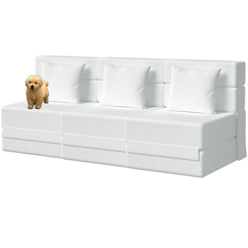 Canapé modulaire simple pliable simple à compression convertible (ensemble de 3), Velours côtelé beige