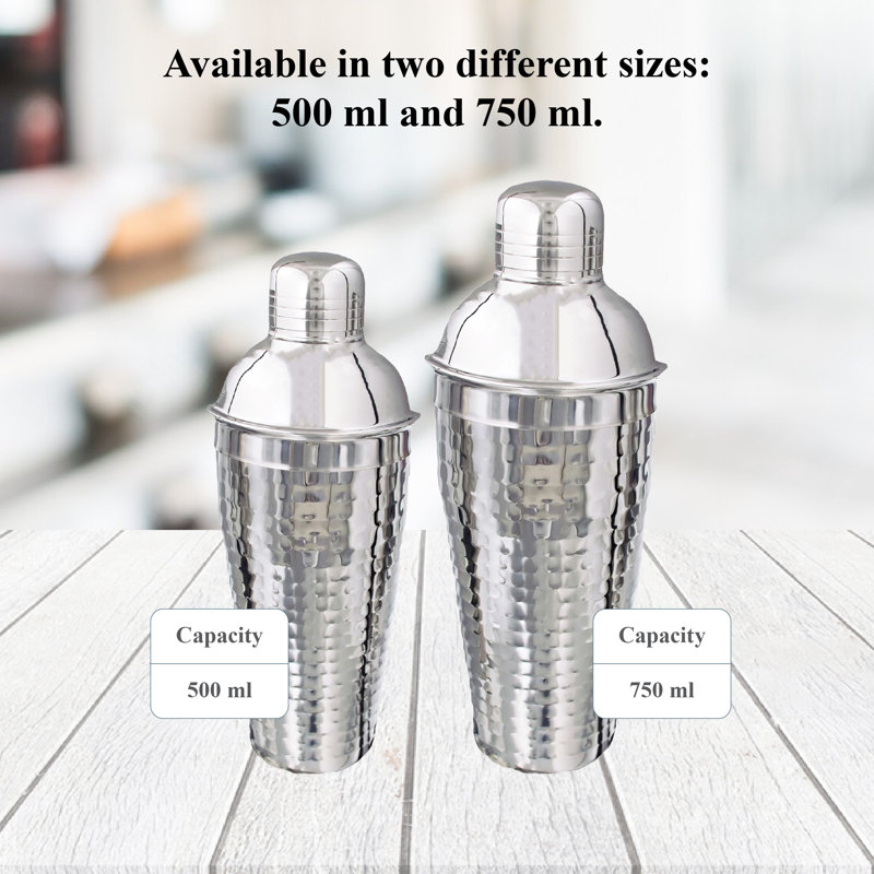 Buckingham Stainless Steel Cocktail Shaker with Hammered Effect, 750 ml 