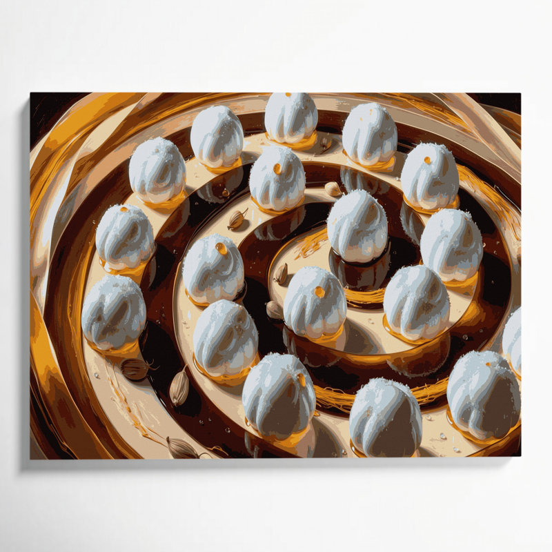 Desserts, art mural sur toile brun Rasgulla, H 20 po x l 24 po