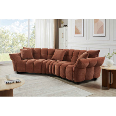 MINIMORE Modern Style 136" W Marigold Curved Shape 4S Sofa