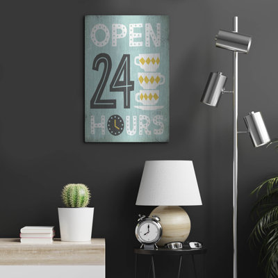 Luxe Metal Art 'Retro Diner Open 24 Hours' by Michael Mullan Metal Wall Art