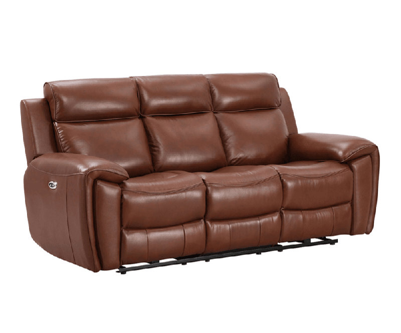 Annecy Genuine Leather Electric Power Recliner 3 Seater, Tan