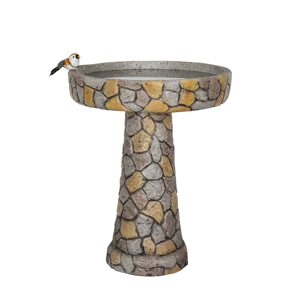 Millwood Pines Outdoors Garden Concrete Bird Bath Decor, Bird Bath