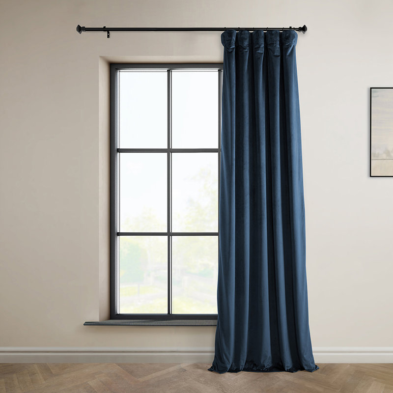 Matra Room Darkening Rod Pocket Single Curtain Panel, 50" W x 108" L, Eternal Blue