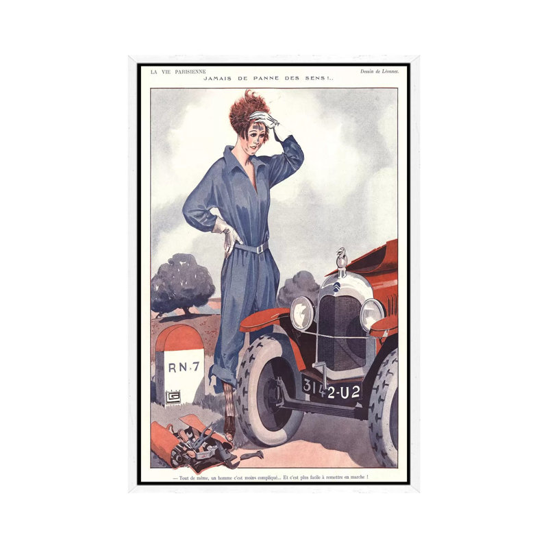 1920s La Vie Parisienne Magazine Plate - Print on Canvas, 66.04cm H x 45.72cm W x 3.81cm D, White Floater Framed