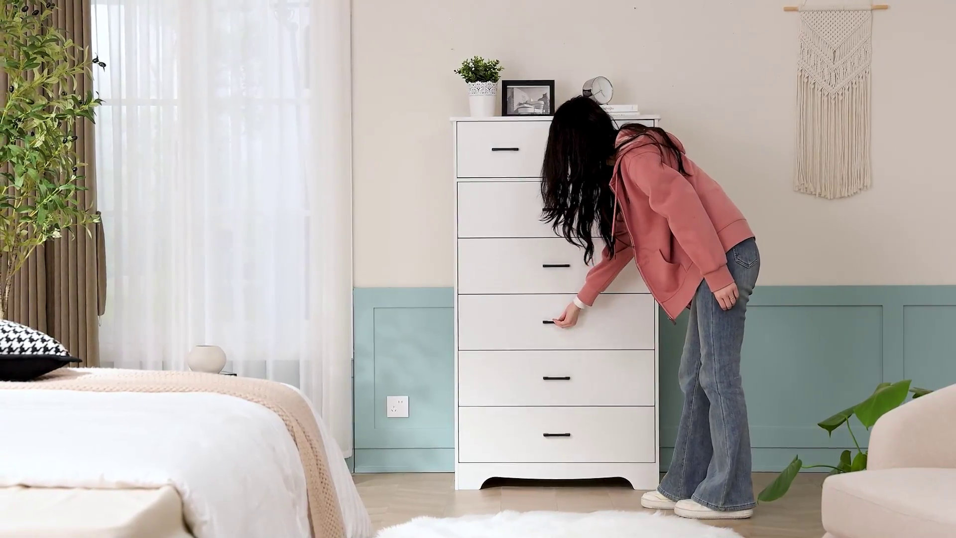Ebern Designs 7 Drawers Dresser For Bedroom, 55.7" Tall Dresser Chest Of  Drawers, Modern Large Wood Storage Dresser Organizer With Metal Handle,  Vertical Dresser For Bedroom, Living Room, Nursery & Reviews | Wayfair