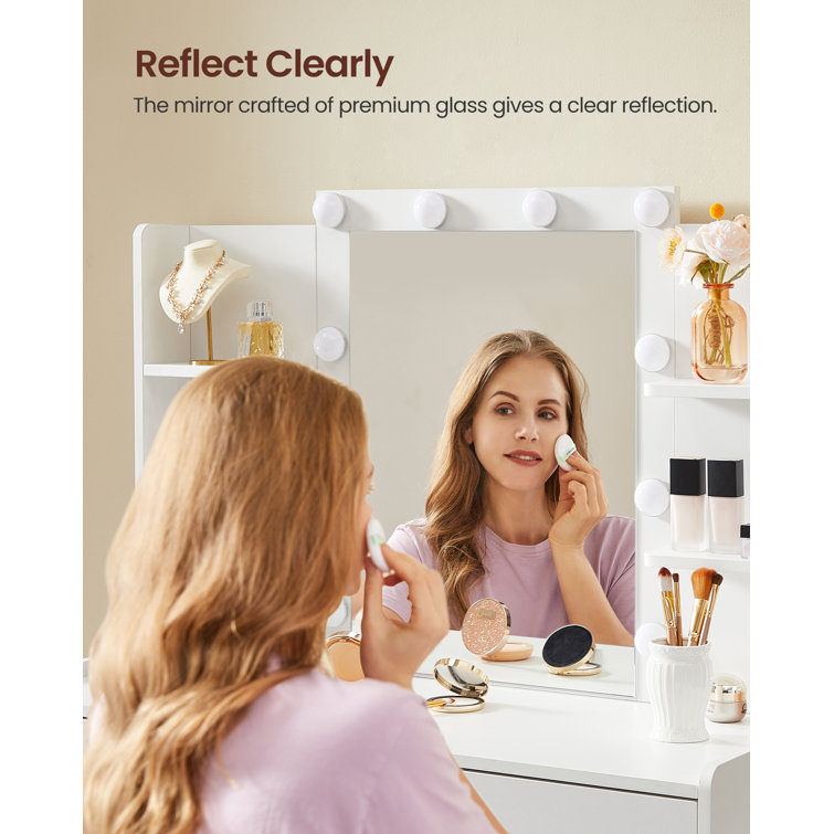 Wade Logan® Alez Vanity Mirror with Storage and LED Lights & Reviews