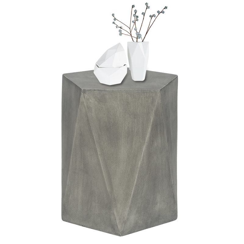Elyas Matte Black Geometric Concrete Outdoor Side Table