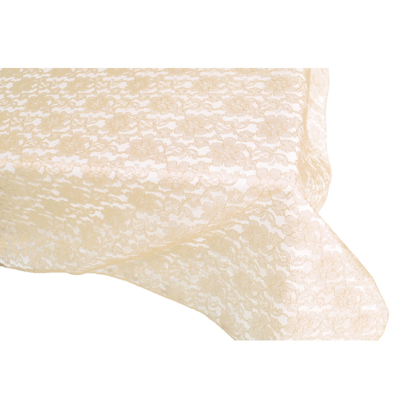 Floral Lace Overlay, 96" x 58", Champagne