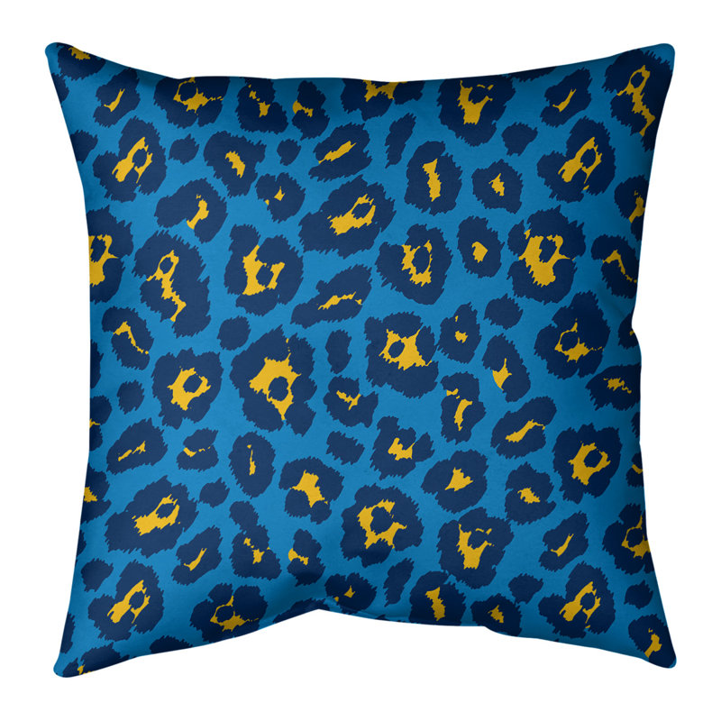 Housse de coussin carrée, 20 po X 20 po, Faux lin, Bleu / Noir / Jaune