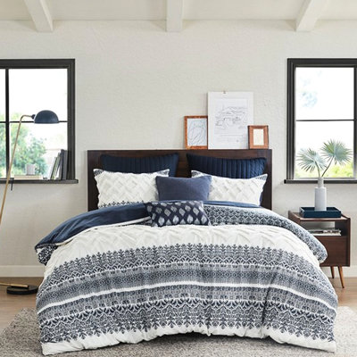 Housse de couette en coton double / grand, chenille, imprimé, literie, chenille grand, cravate intérieure, motif multicolore, décor, fermeture à boutons