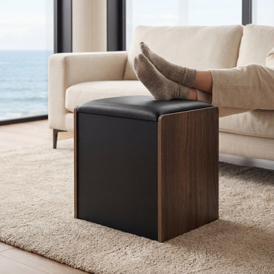 Makeup Stool With Storage, Small Stool With Pu Cushion, Multifunctional Ottoman With Hidden Compartment For Bedroom, Cloakroom, Apartment