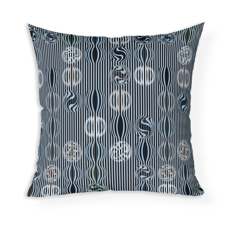 Coussin décoratif géométrique Gridscape, H 20 po x l 20 po, Bleu / Vert