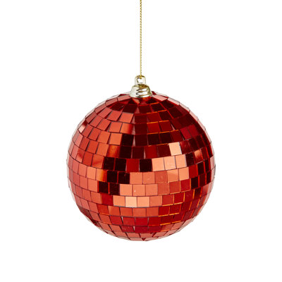 Groovy Disco Ball Ornament Red Styrofoam Christmas