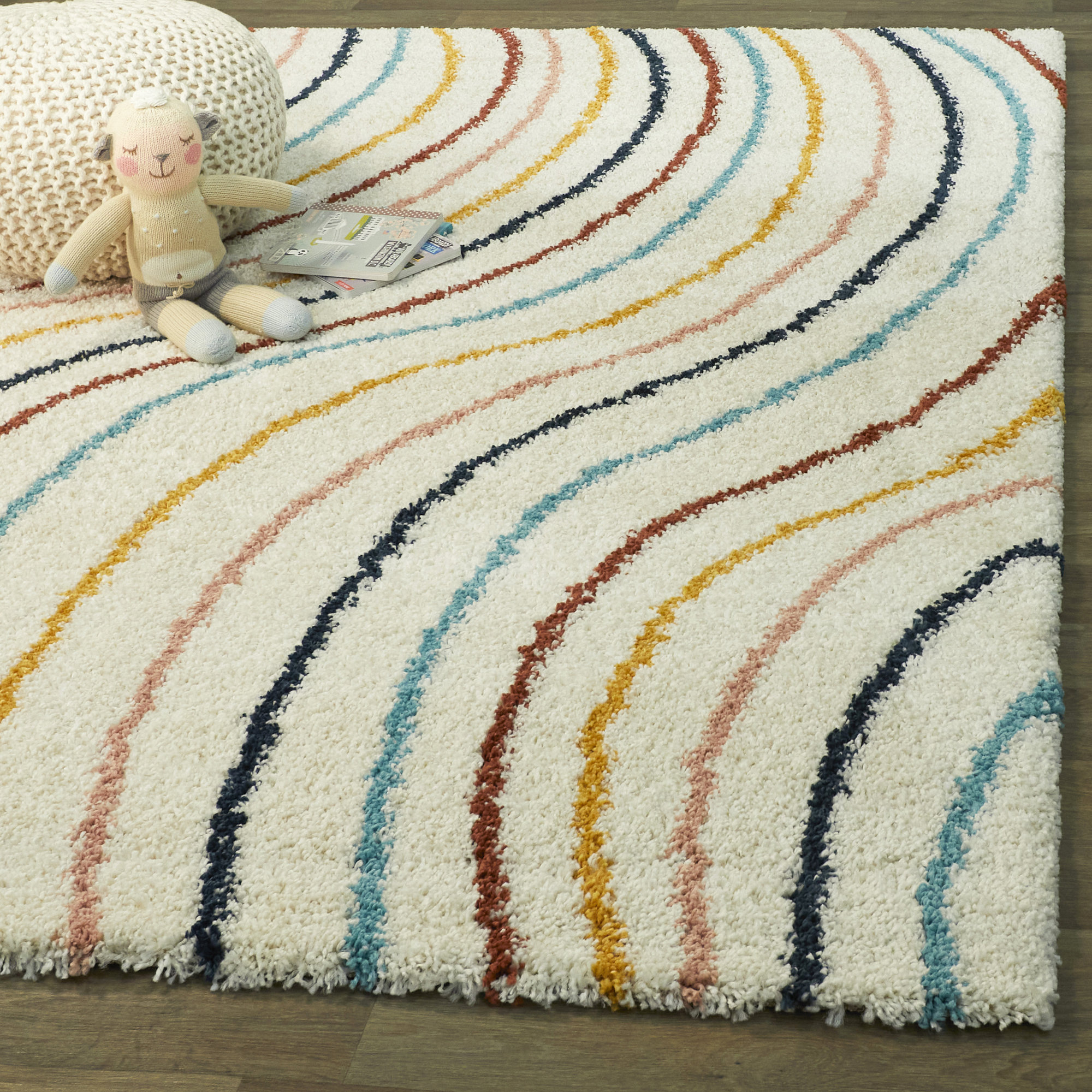 Domynick Abstract Cream Area Rug, Rectangle 5'3" x 7'