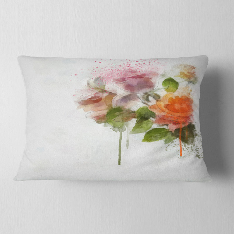 Coussin lombaire à fleurs tirées à la main flowerswork abstract