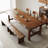 Brown Rectangular Solid Wood Trestle Dining Table-804953043
