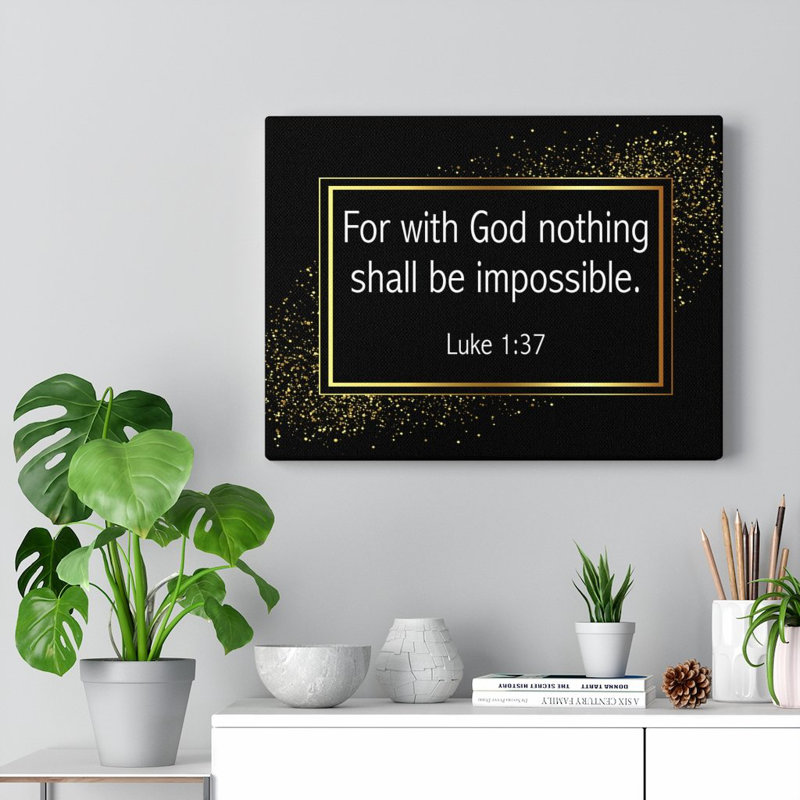 Pour Dieu, rien n'est impossible Luc 01h37, art mural chrétien, verset biblique, prêt à être accroché