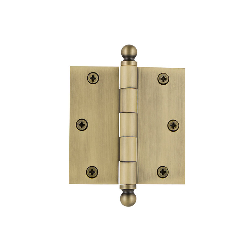 3.5'' x 3.5'' Brass Butt Bearing Hinge, Vintage Brass