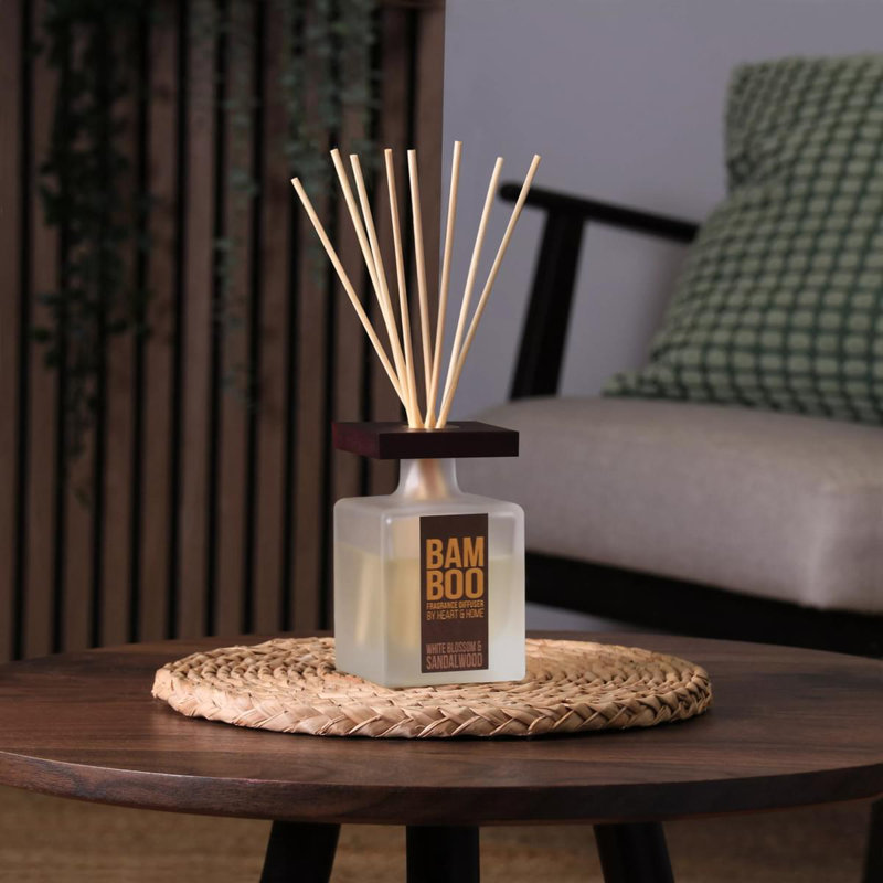 Bamboo Everyday Plant / Floral Reed Diffusers - White Blossom & Sandalwood, 21 cm H x 6.5 cm W x 6.5 cm D