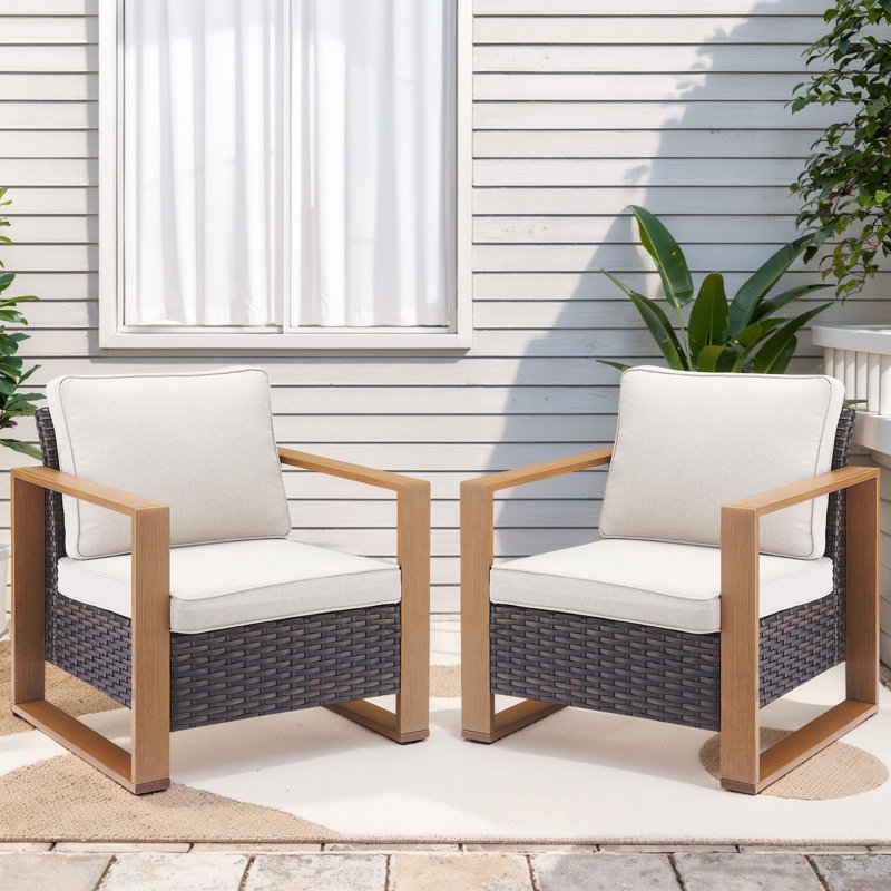 Kelyse Outdoor Lounge Chair, Brown Frame/Beige Cushion