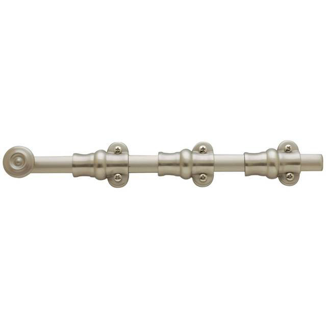 Ornamental Surface Bolt, 3" H x 13.3" W x 1.7" D, Satin Brass with Brown