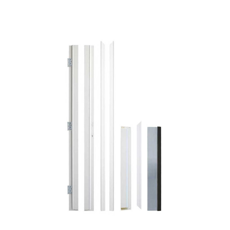 Porte d'entrée 36 po x 80 po en fibre de verre apprêtée blanche avec moulure de brique, finition brossée, ouverture à gauche