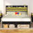 Twin Bed Frame with LED and Charging Station, Wood Platform Bedframe with Headboard, Black-1646367418-1660087842