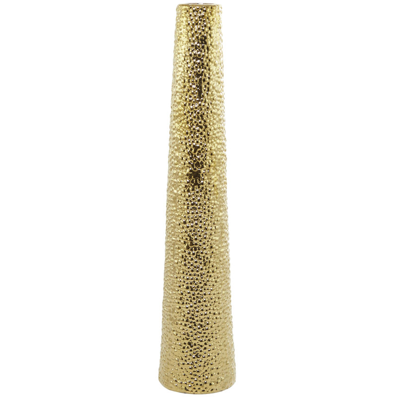 Akerra Ceramic Tall Decorative Vase with Bubble Texture, 39" H x 8" W x 8" D, Gold