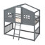Lit superposé à échelle en gris - lit simple en bois massif pour la taille de la pièce avec bois, choix pratique pour la chambre à coucher-744619261