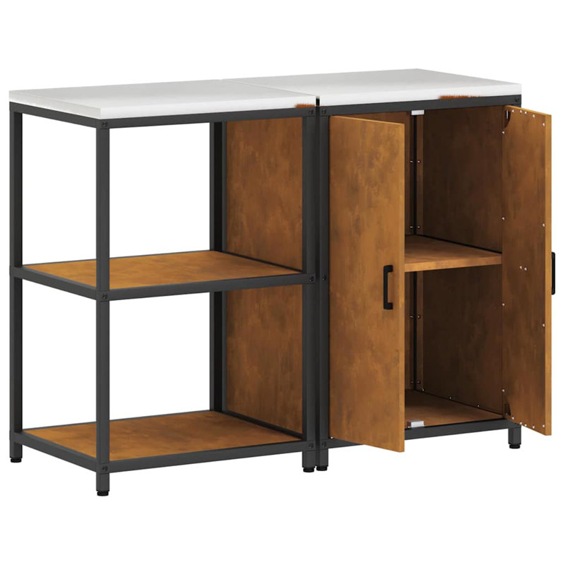  Kitchen Storage Set With Shelf 2 Pcs Rusty 120 X 50 X 92 Cm