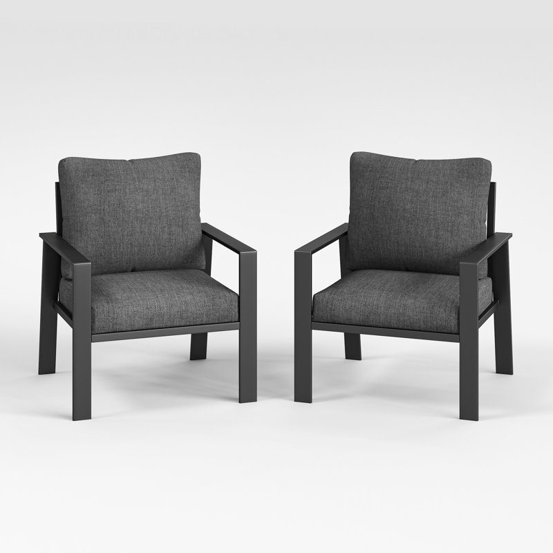 Ensemble de 2 fauteuils d'extérieur en aluminium - légers, résistants à la rouille et dotés de coussins résistants aux intempéries pour le patio, la terrasse ou la piscine