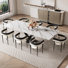 Ensemble de table de salle à manger avec plateau en pierre frittée extensible de 94,5 po et fauteuil rembourré 8 pièces