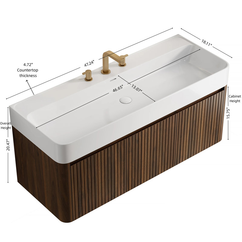Wall Mounted With Solid Surface Top, 47.24
